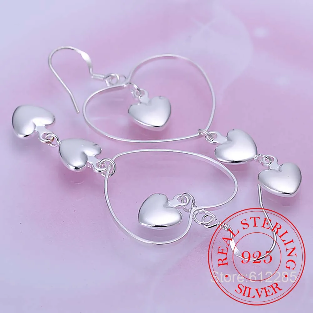 Серьги подвески женские из серебра 925 пробы свадебные ювелирные изделия модные