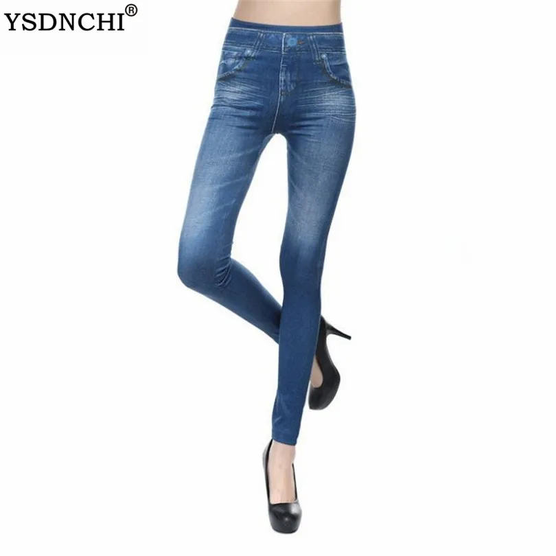 YSDNCHI имитация ковбоя леггинсы для фитнеса плюс размер джинсовые штаны с высокой