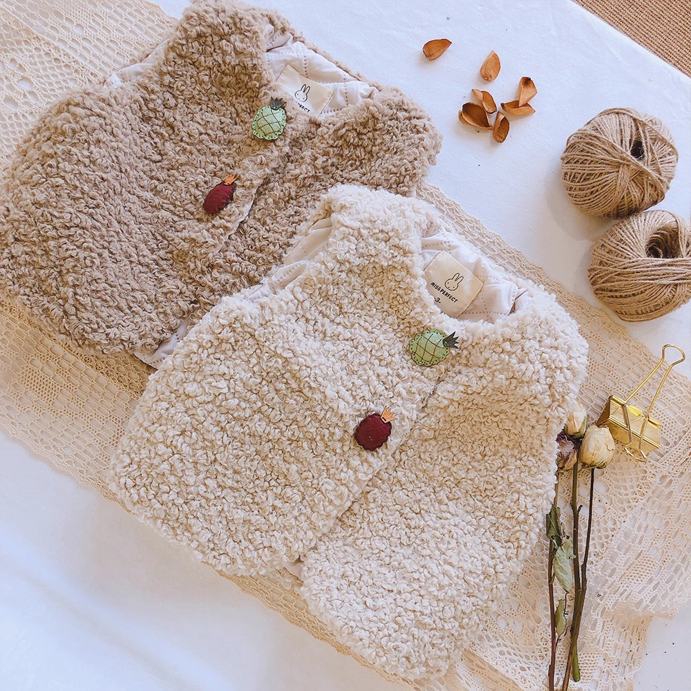 Зимний жилет для маленьких девочек Теплое флисовое пальто из овечьего меха