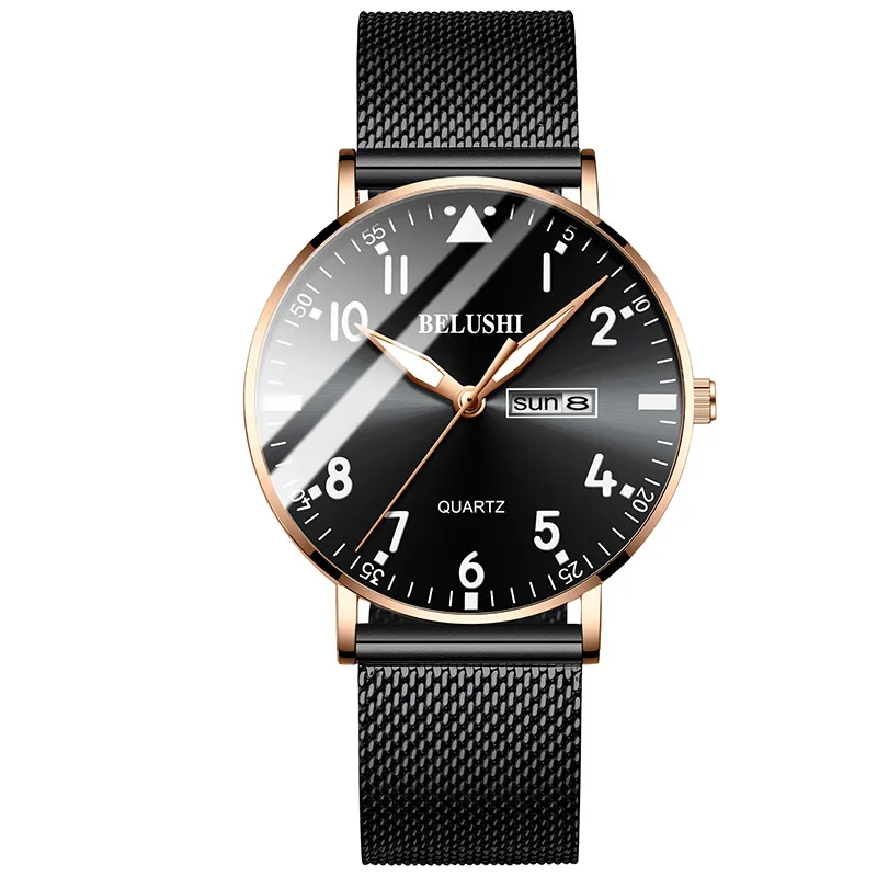 Men Watches Top Famous Luxury Brand Man Business Quartz Watches Men Classic Clock Male Wrist Watches For Men's Wristwatches - Цвет: gold black mesh