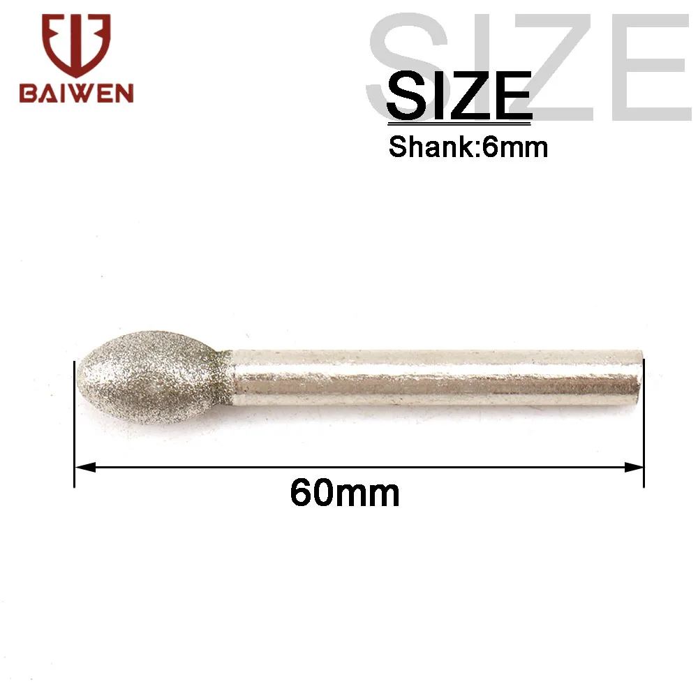 

2Pcs Dremel Diamond Cutting Grinding Head 11-Styles Mounted Points Bit 6mm Shank Jade Stone Carving Polishing Rotary Tool