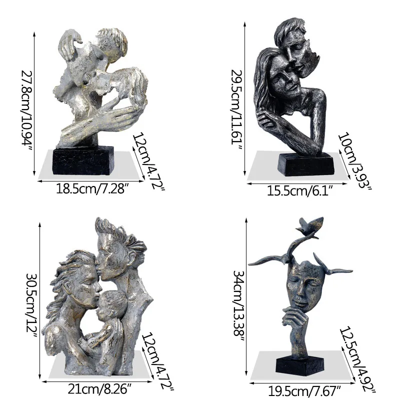 

Strongwell Home Decoration Sculpture Family Figure Statue Study Room Display Furnishings Antique Resin Crafts Figurines Gifts