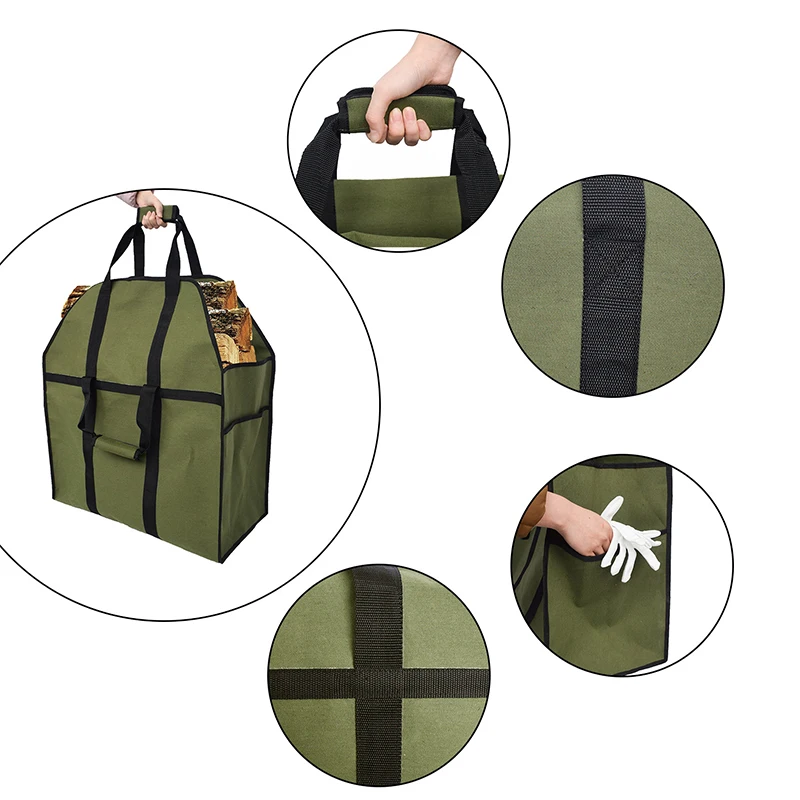 

Canvas Firewood Wood Carrier Bag Log High Capacity Camping Outdoor Holder Carry Storage Bag Wooden Canvas Bag