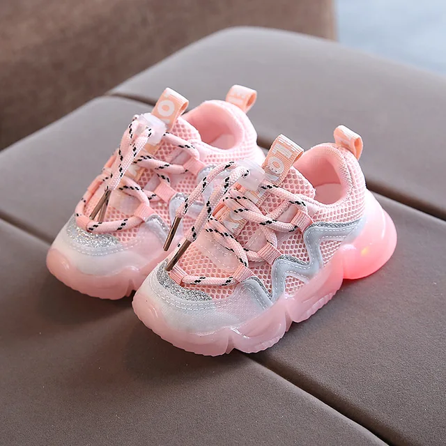 Size25-30 Trend New LED Children Glowing Shoes Baby Luminous Sneakers Boys Lighting Running Shoes Kids Breathable Mesh Sneakers 1