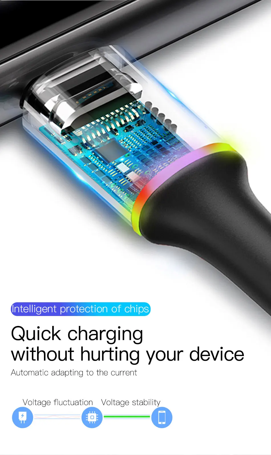 Baseus Micro USB кабель 2A 3A Быстрая зарядка зарядное устройство с светодиодный мини usb кабель 3 м для Xiaomi Android мобильный телефон провод шнур
