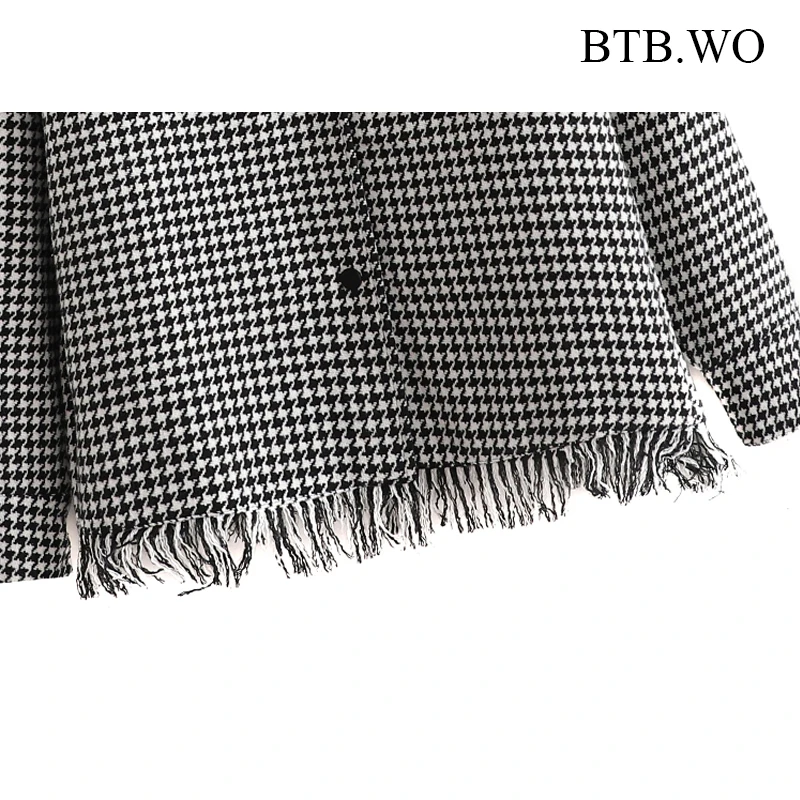 

BTB.WO Za 2021 Women Fashion Work Office Lady Double Breasted Blazer Coat Tassel Pockets Vintage Outerwear Female Plus Size