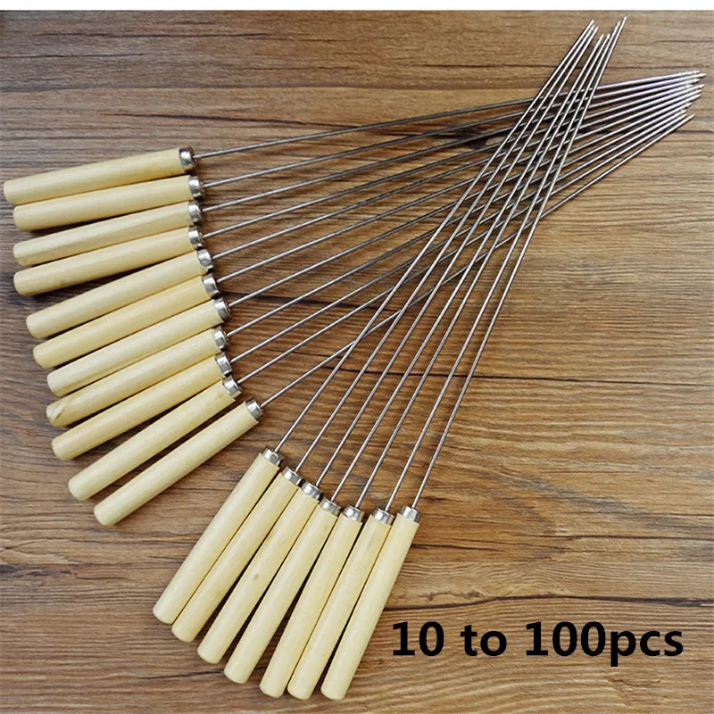 Шпажки для барбекю пикника 10 шт. жареная палочка из нержавеющей стали с