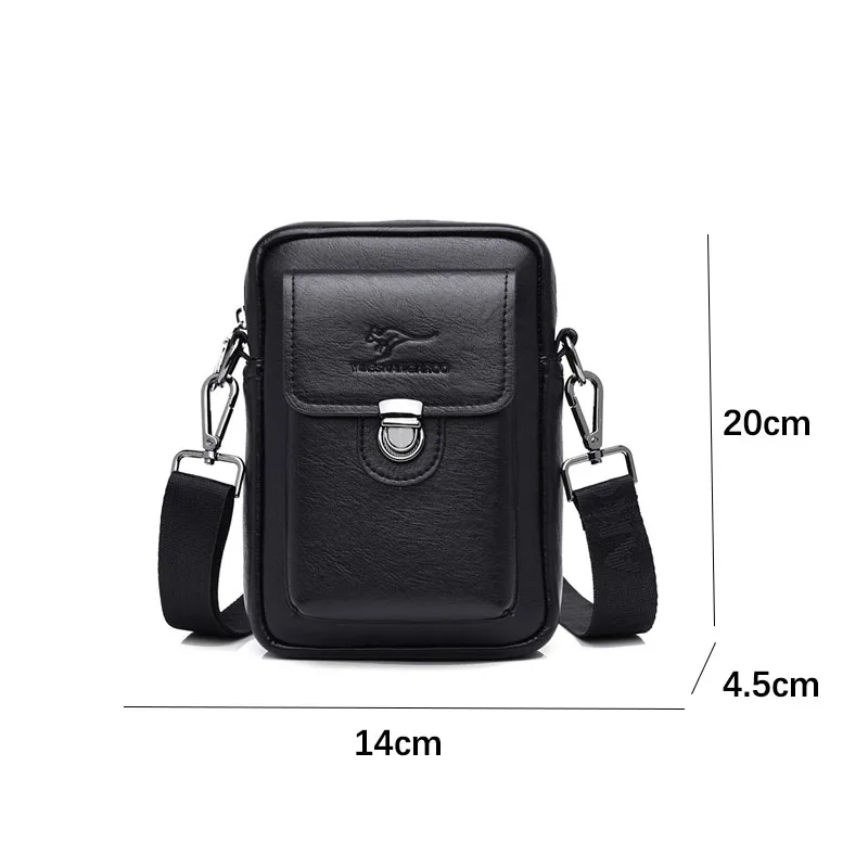 

Pu Leather Kangaroo Messenger Casual Mobile Phone Bag Korean Summer Men's Zipper Office Outdoor Pack 2020 New Trend Fashion