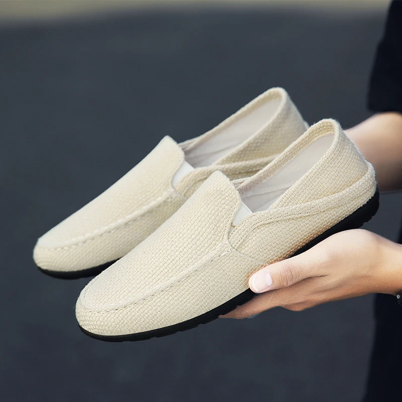 

2021 модные льняные дышащие туфли в горошек мужские летние Лидер продаж Легкие мужские повседневные туфли Мужская обувь для вождения без зас...