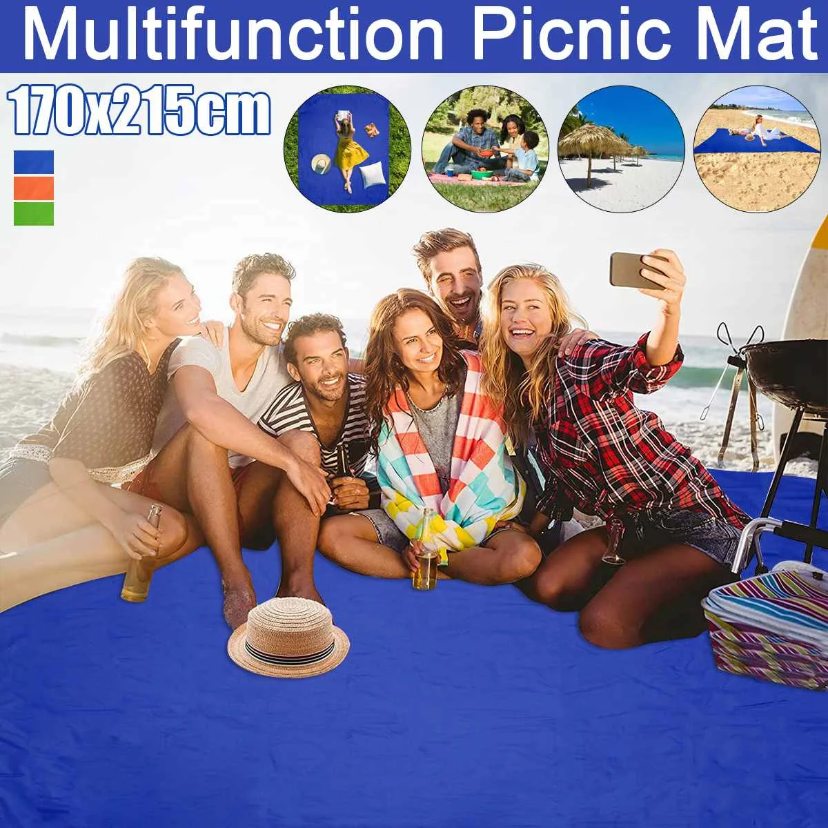 

2150x1700mm Portable Pocket Picnic Mat Waterproof Sand Beach Mat Outdoor Camping Folding Blanket Picknick Tent Cover Bedding Bed