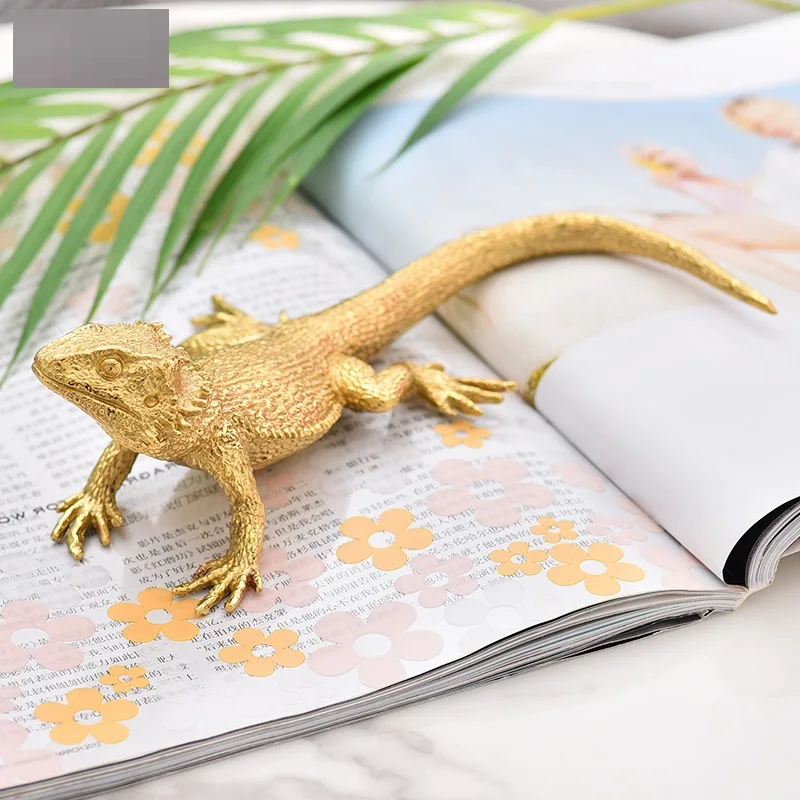 Скандинавская Роскошная медная ящерица Художественная Скульптура животное