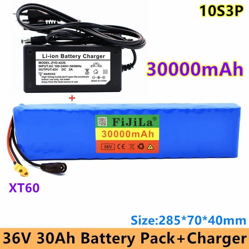 

36V 30Ah 10S3P Battery ebike battery pack 18650 Li-Ion Battery 500W High Power and Capacity 42V Motorcycle Scooter with charger