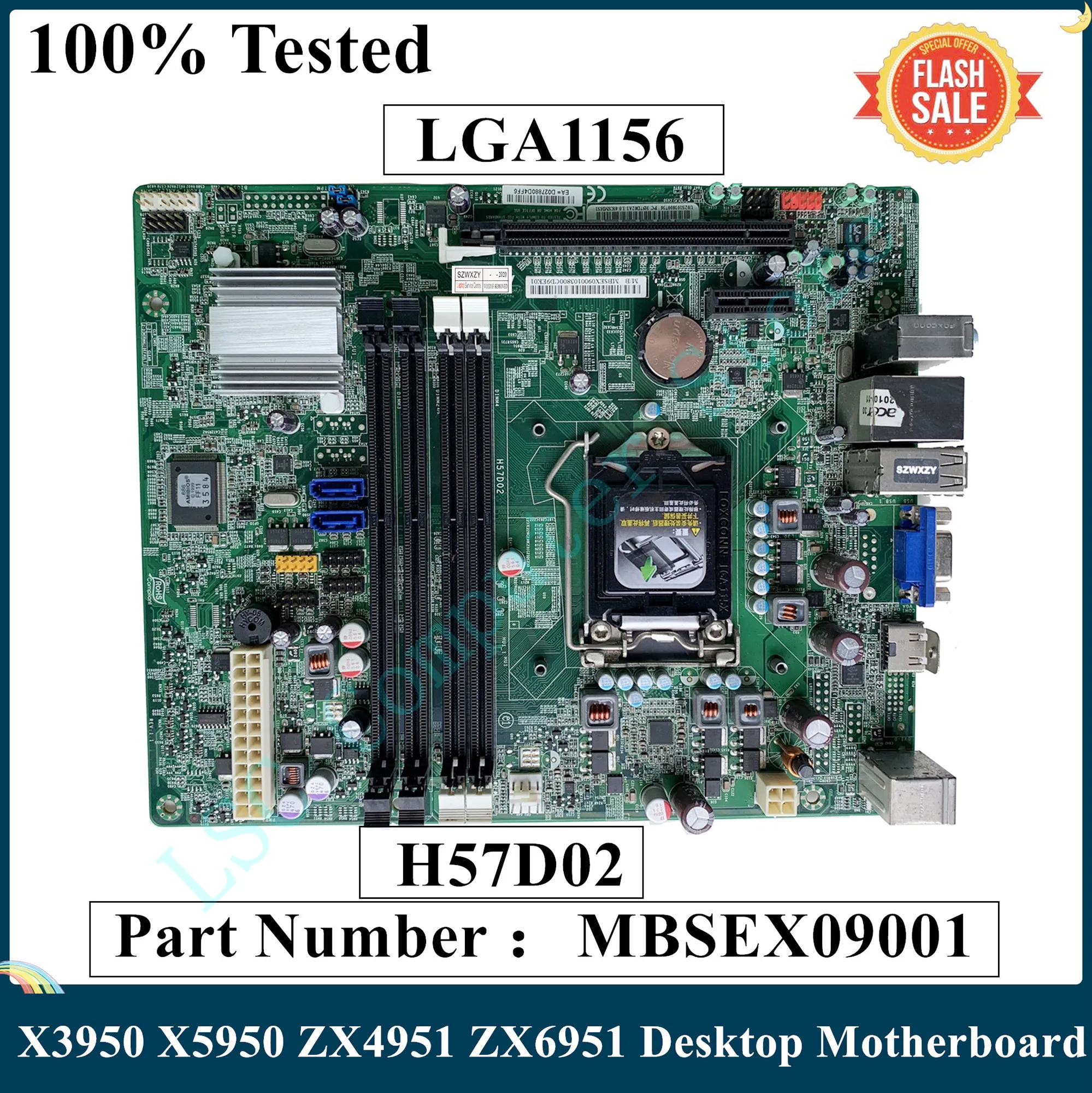 LSC для ACER X3950 X5950 EL1860 ZX4951 ZX6951 настольная материнская плата LGA1156 H57 H57D02 1 0 6KSMH MBSEX09001