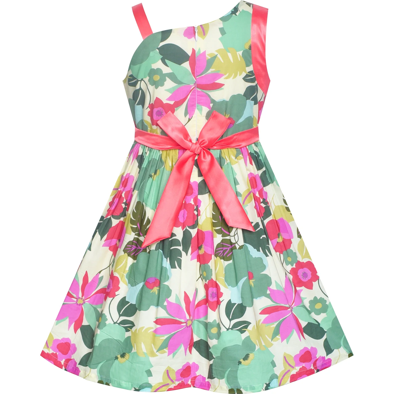 Sunny Fashion платья для девочек платье Одно плечо Морская звезда Цветок Платье