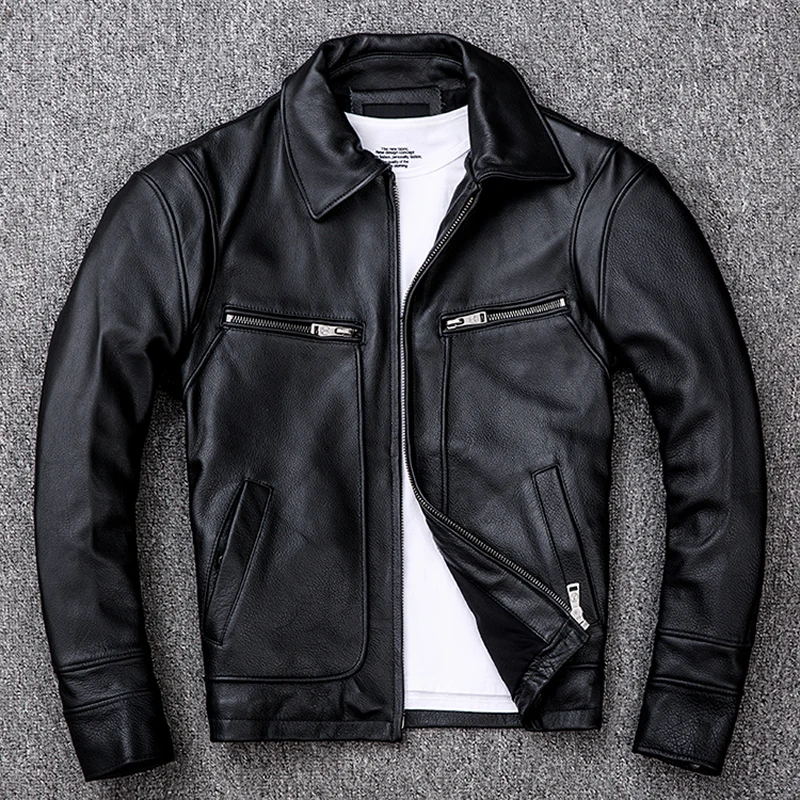 

Autumn Winter Genuine Jacket Men Clothes 2020 Real Cow Leather Jackets Plus Size XXXXL Coat Deri Ceket 533 ZL403