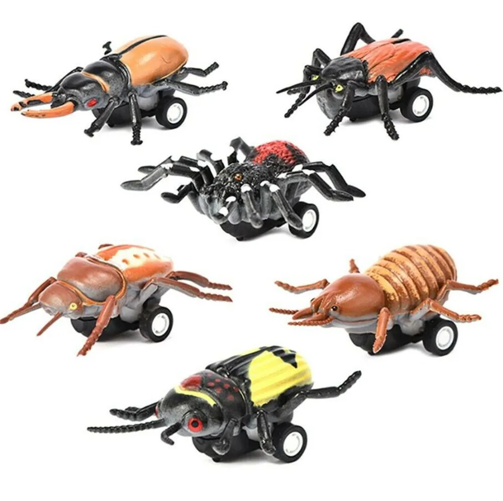 6 шт. мини автомобиль насекомое тянущиеся машины + шины колеса креативные