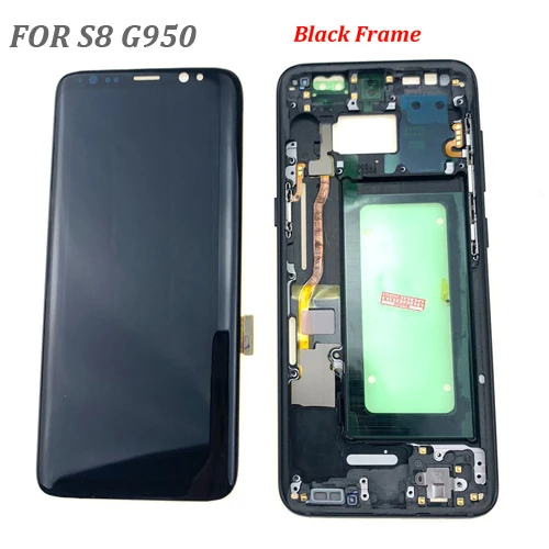 S8 Black Frame Для SAMSUNG Galaxy S8 G950 G950F ЖК-дисплей сенсорный экран дигитайзер Замена для SAMSUNG S8 Plus G955 G955F ЖК-дисплей с рамкой - Цвет: S8 Black Frame