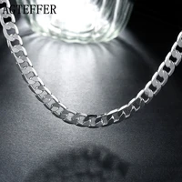 agteffer classic mens 925 sterling silver necklace high quality jewelry 16 24 inches 8mm necklace fashion christmas gifts