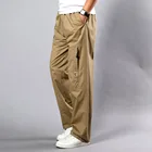 Брюки-карго мужские с широкими штанинами, хлопковые прямые штаны с боковыми карманами, брюки цвета хаки, рабочие штаны, большие размеры s 5XL