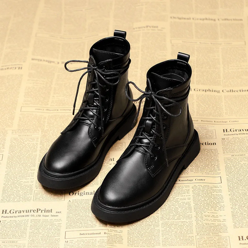 2022 Autumn New Boots Women's Lace-up Women's Boots British Style Side Pull Casual Short Boots Women's Boots