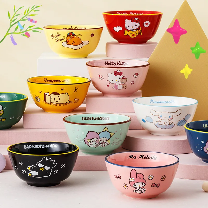 

Милая столовая посуда Sanriod из аниме, мультяшная Милая котенка, мимелоди, Коричный курол, детская керамическая миска, домашняя посуда