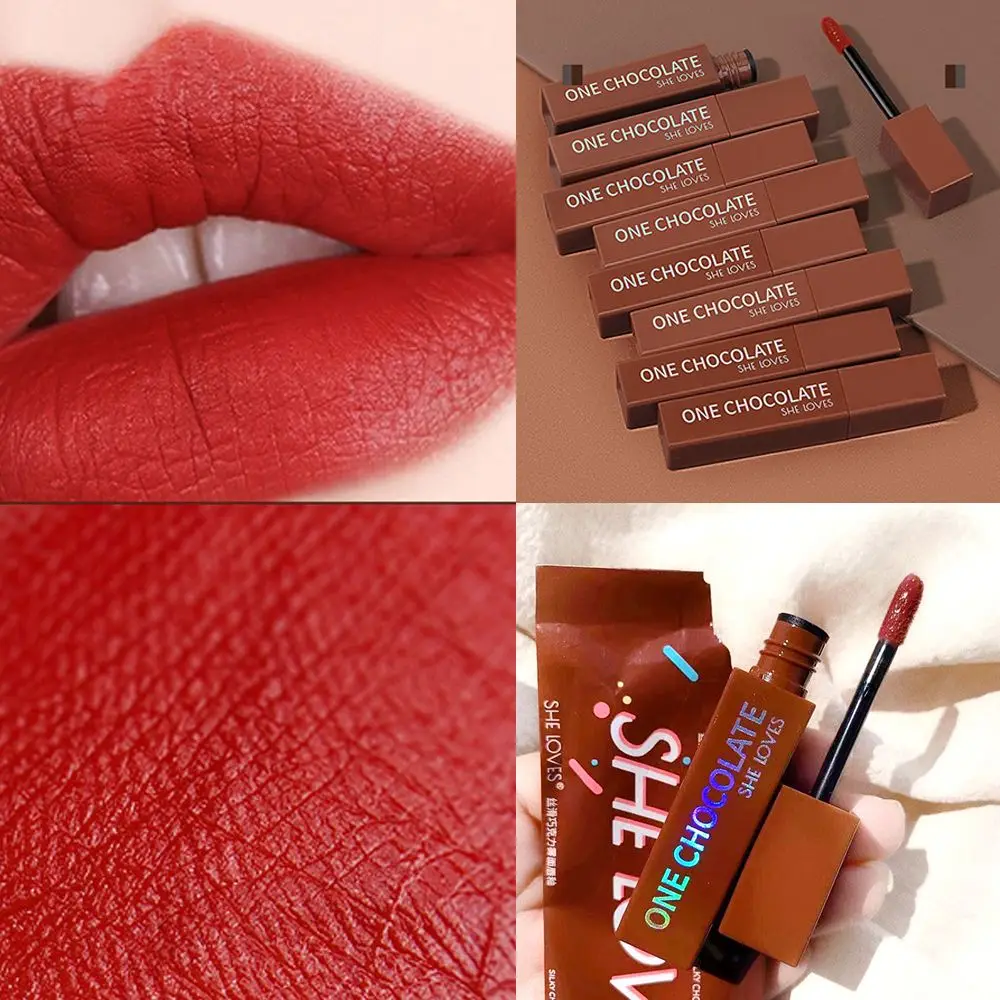 

Cosmetic Velvet Waterproof Long-Lasting Chocolate Lip Glaze Lipstick Makeup Tool Lip Gloss
