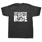 Футболка в стиле Харадзюку с забавным рисунком жизнь лучше во время езды, хлопковая уличная одежда с графическим принтом, с коротким рукавом, футболка оверсайз для горного велосипеда