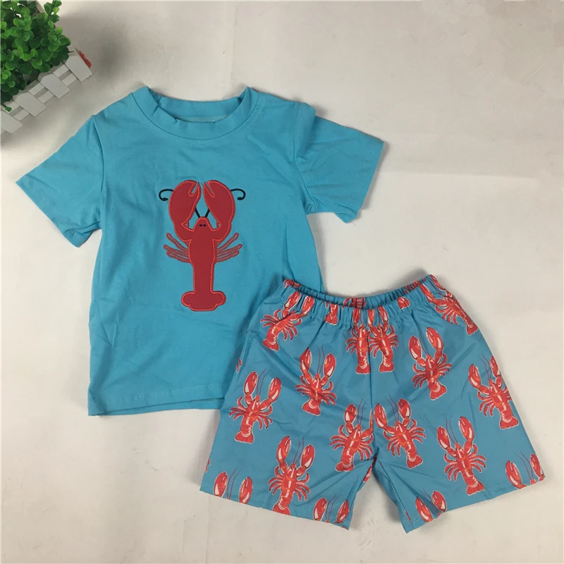 Puresun/высококачественные комплекты летней одежды с вышивкой Омаров для мальчиков