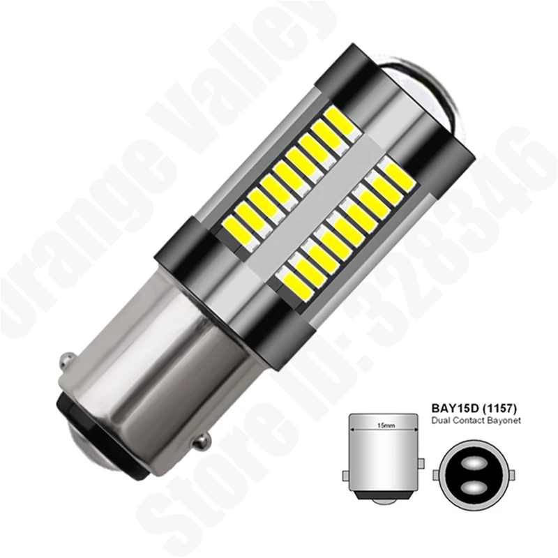 

50PCS Super Bright 1156 BA15S P21W 1157 BAY15D 66 SMD 4014 LED Car Auto Indicator Turn Side Light Parking Bulb Lamp