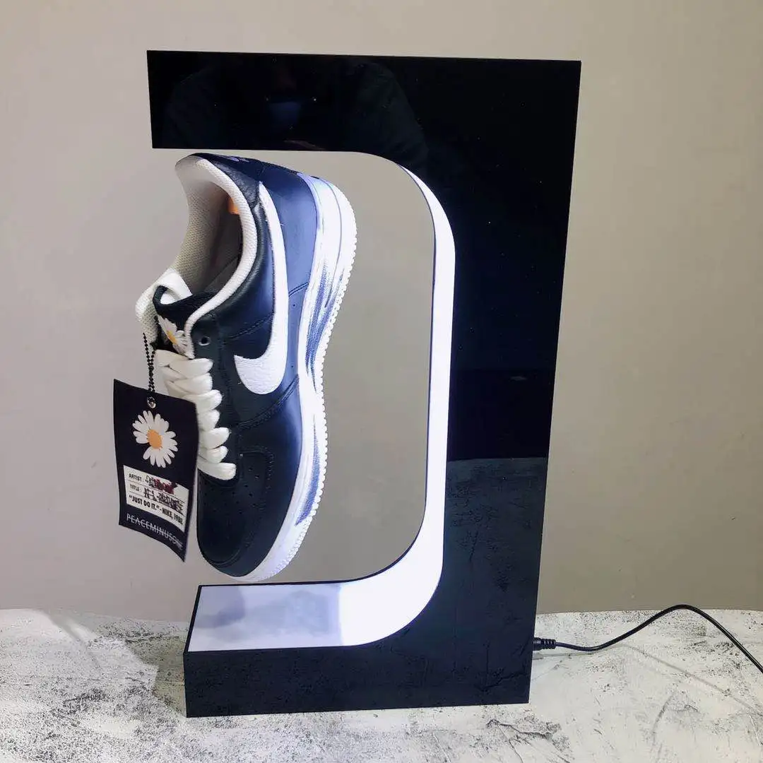 Acrylic Fashion Levitating Magnetic Floating Shoes Display Stand, Shop 360° Display for Shoes Fancy Sever Shoes Display Unit