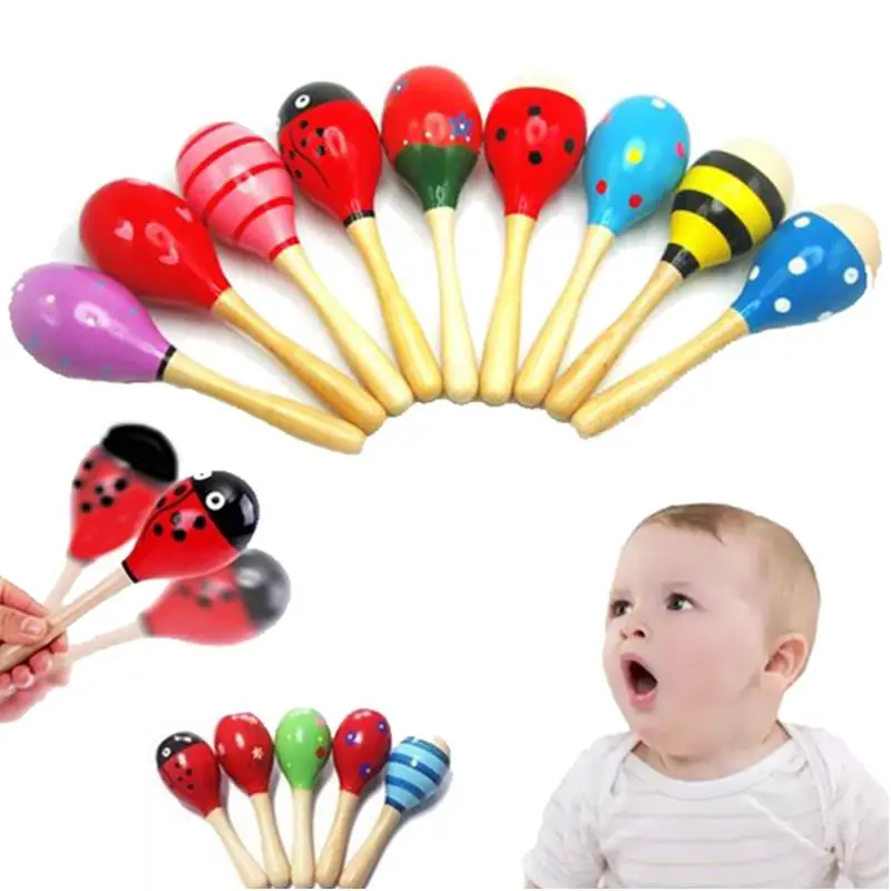 Деревянная погремушка медведь музыкальное деревянное кольцо детские погремушки