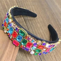 colorful baroque rhinestone headband hairbands for women retro crystal rhinestone hairband hair accessories for party wholesale