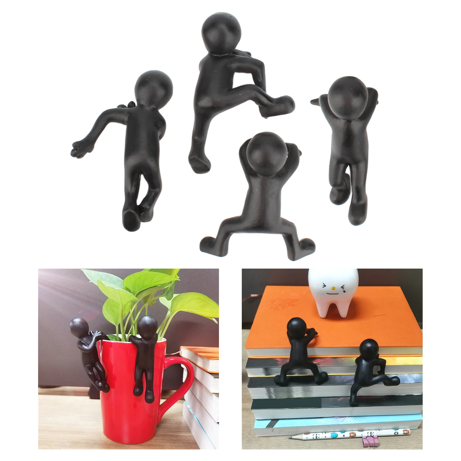 

Set of 4 Creative Kung Fu Little Men Flower Pot Hugger Hanger Decoration Resin Craft Figurines Climbing Decor Ornaments