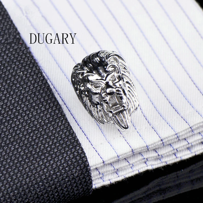 Мужские французские запонки DUGARY свадебные на пуговицах с изображением Льва