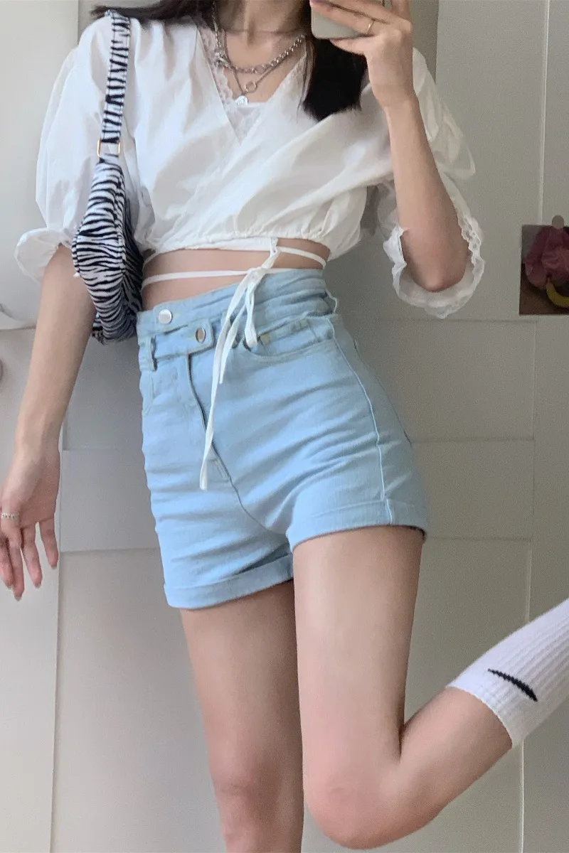 

Summer design High Waist Stretch slim jeans 2021 new casual pants Korean women's pants