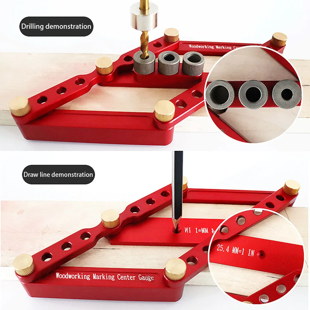 

6m 8mm 10mm Woodworking Drilling Portable Marking Tool Tenon Gauge Line Drawing Locator Durable Round Dowel Puncher Set 2 In 1