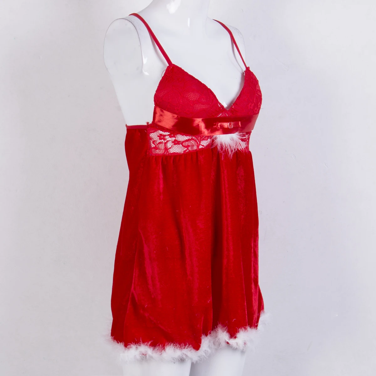 Рождественская Женская кружевная пикантная ночная рубашка нижнее белье стринги