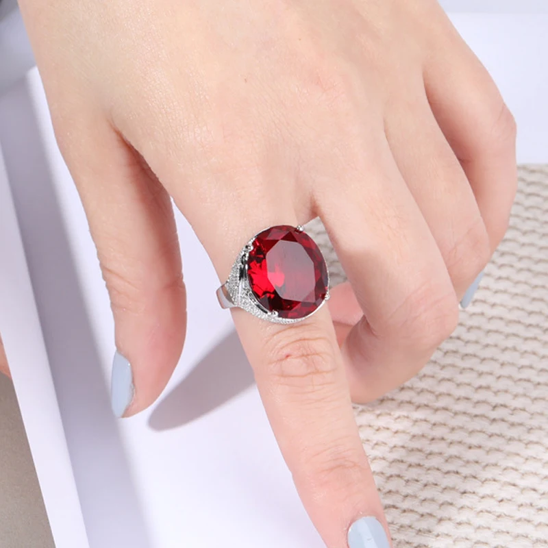 Европейское вечерние ское праздничное большое красное кольцо с рубином и