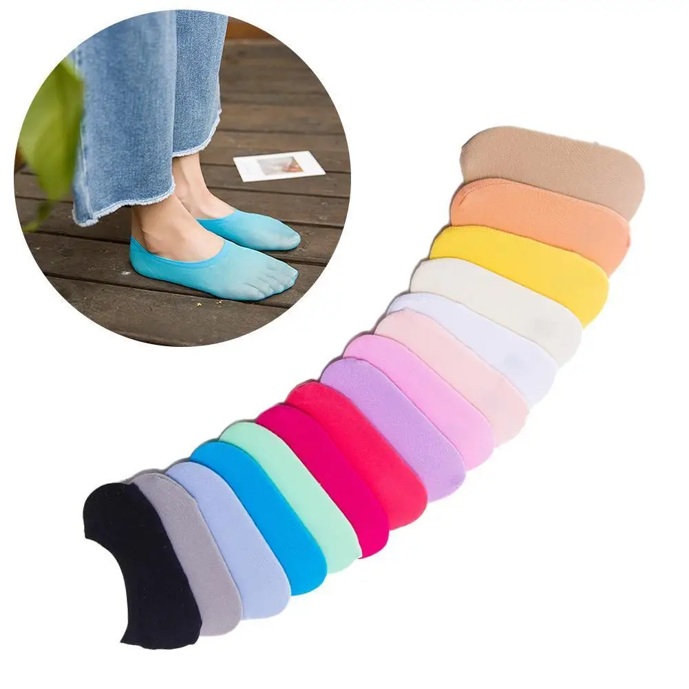 

Candy Color Lady Boat Socks, Velvet Breathable Invisible Silicone Socks, Female Socks Non-slip L1H9
