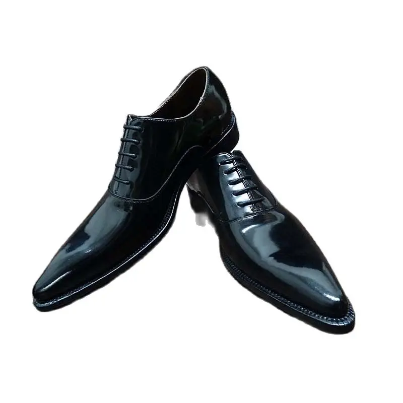 

Sipriks Mens Long Style Shoes Genuine Leather Black Oxfords Italian Handmade Goodyear Welted Shoes Grooms Wedding Shiny Shoes 45