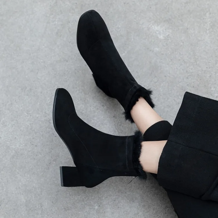 Gran tamaño 9 10 11 12 13 boots women shoes ankle for ladies woman winter Solid color rear zipper | Обувь