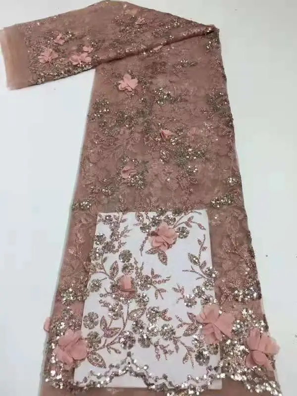 

African Lace Fabric 2021 High Quality Sequins French Lace Fabric Sewing Nigerian Lace Fabrics For Wedding Dress