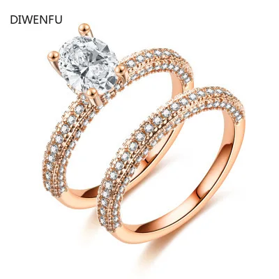 

14K Rose Gold Ring Set for Women Wedding Bands Fine Jewelry for Luxury Christmas Classic Engagement Gold Rings Women GDTC