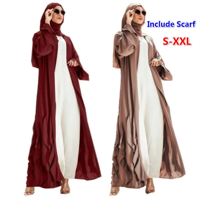Женское длинное кимоно, кафтан, удлиненный кардиган, Марокканское турецкое исламское Открытое платье, женское платье в стиле пэчворк, плать...