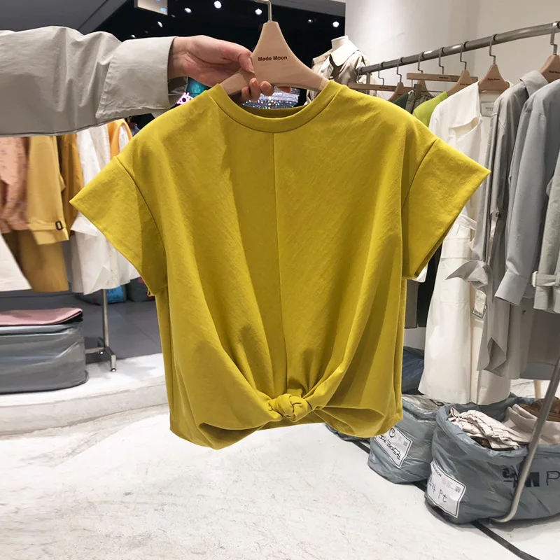 

Korean Women's T Shirt Street Fashion Solid Color Clothing Spring Summer Tops 2020 Kink Puff Short Sleeve Loose T-shirts Camisas