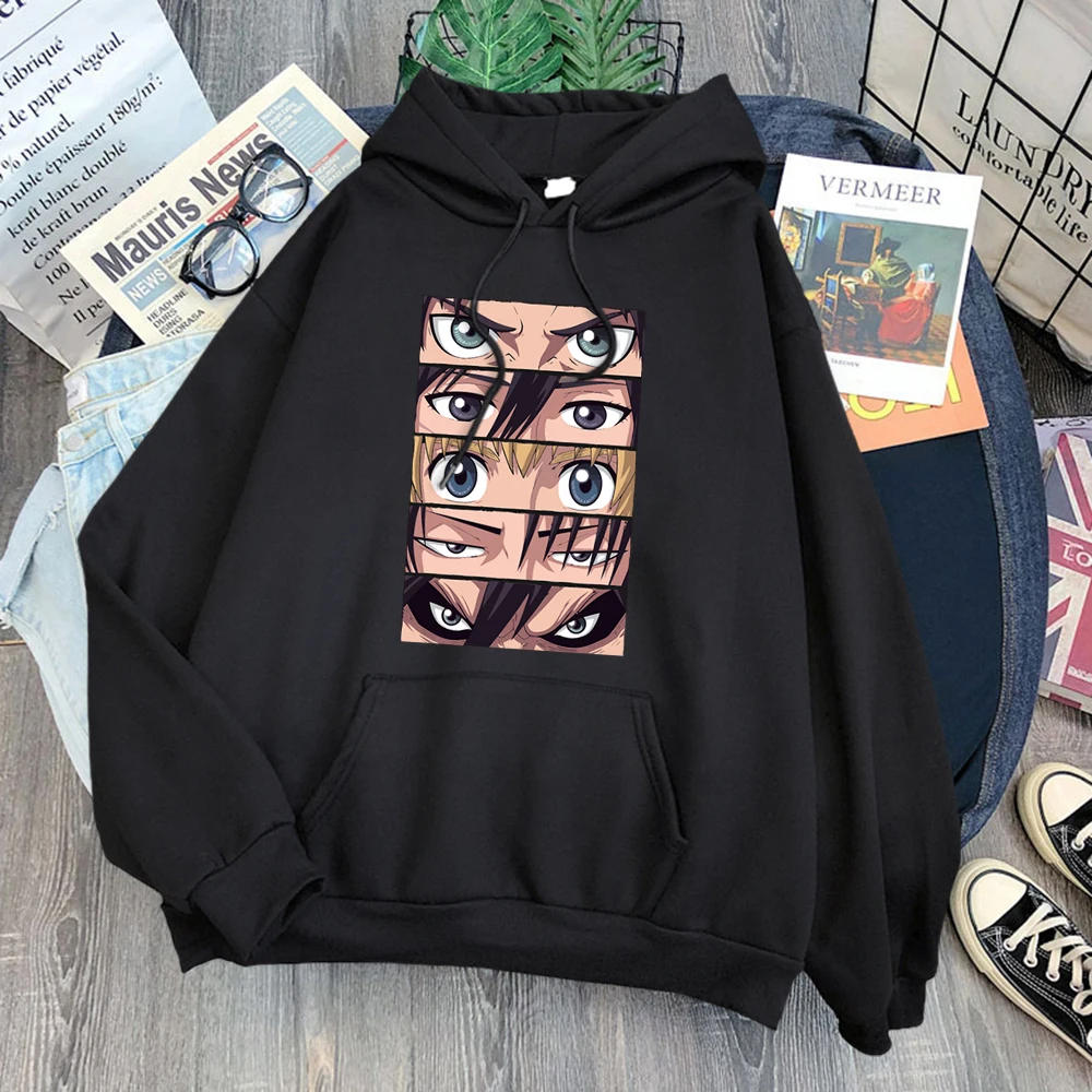 

Anime Attack On Titan Print Women Hoodie Harajuku Soft Hooded Sweatshirts Creative Casual Sportwear Funny Vintage Woman Hoody