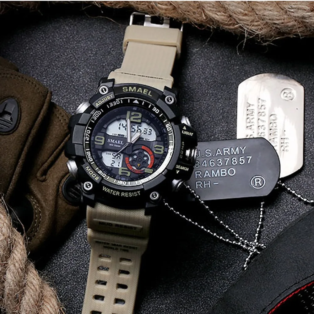 

Men's Stylish Sports Multi-function Electronic Waterproof Watch Dual Display Wristwatches Drop shipping