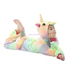 Радужный Единорог Oneise Детская Пижама для взрослых с капюшоном косплей Кигуруми Пижама комбинезон Радужный Единорог кигуруми Светящиеся в темноте пижамы