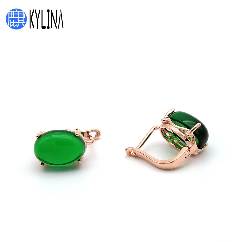 

KYLINA 2020 Fashion Japanese Korean Cute Smooth Egg Shape Dangle Earrings 585 Rose Gold For Women Jewelry Wedding Party Gift