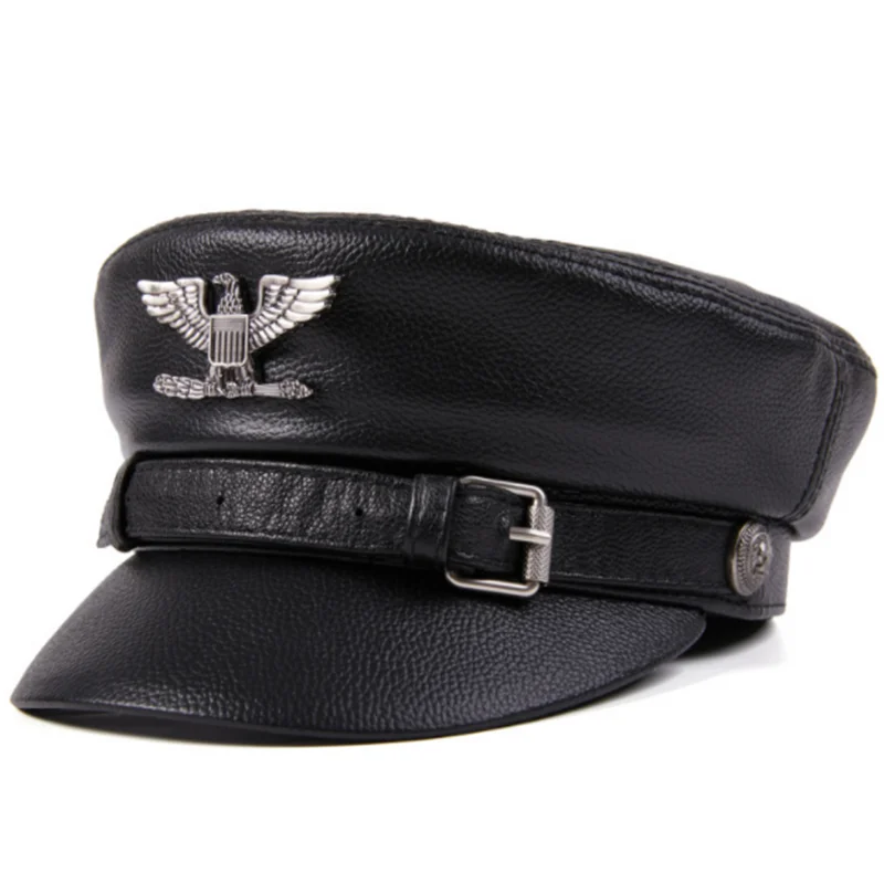 Кепка из натуральной воловьей кожи для мужчин и женщин немецкая военная шапка